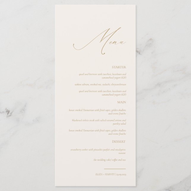Menu Mariage Gold Modern Boho (Devant)