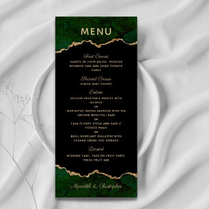 Menu Mariage Gold Parties scintillant Green Agate