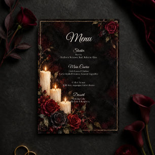 Menu Mariage gothique à la rose chandelle