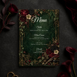 Menu Mariage gothique botanique lunatique