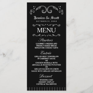 Menu Mariage gothique d'Halloween noir et blanc