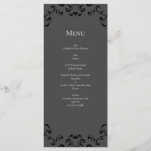Menu Mariage gothique gris et noir