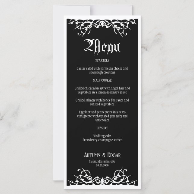 Menu Mariage gothique Halloween (Devant)