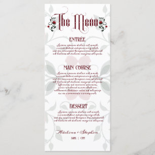 Menu Mariage gothique Laisser Red Roses Moody Mariage