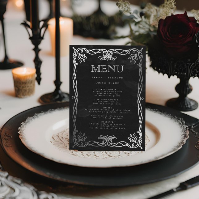 Menu Mariage gothique médiéval Argent Ivy (Créateur téléchargé)