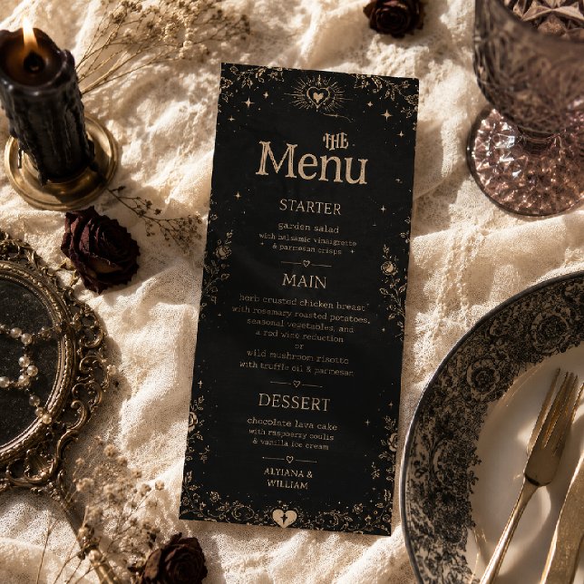 Menu Mariage gothique noir et effrayant Tarot (Créateur téléchargé)