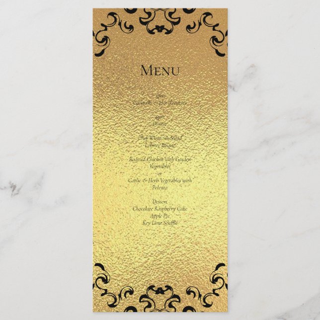 Menu Mariage gothique or et noir (Devant)