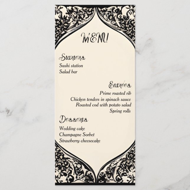 Menu Mariage gothique personnalisable (Devant)