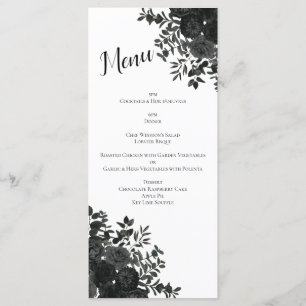 Menu Mariage gothique Rose blanc et noir