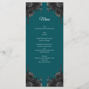 Menu Mariage gothique Rose gris-noir turquoise
