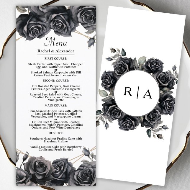 Menu Mariage gothique Roses noires Menu Gothique F (Créateur téléchargé)
