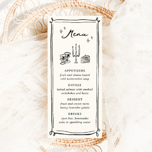 Menu Mariage gribouillages dessinés à la main Fantaisis