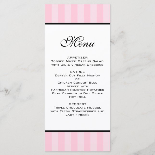 Menu Mariage Grilles roses (Devant)