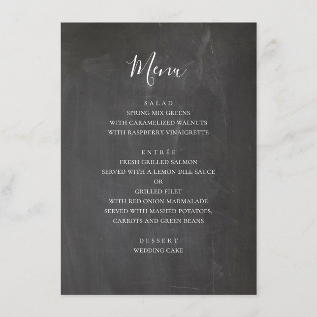 Menu Mariage gris tableau noir. Tableau simple moderne (Devant)