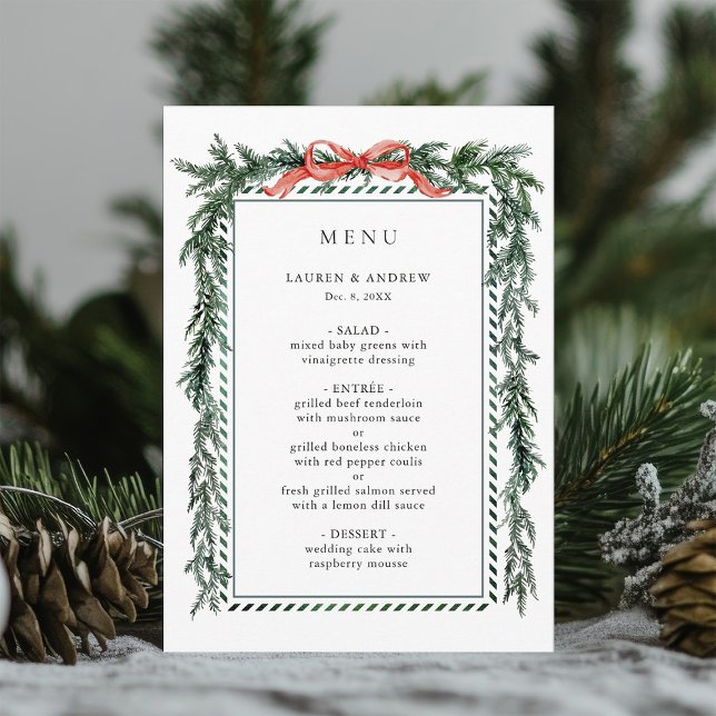 Menu Mariage Guirlande de Pin Aquarelle  (Créateur téléchargé)