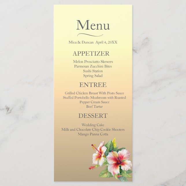 Menu Mariage Hibiscus moderne (Devant)