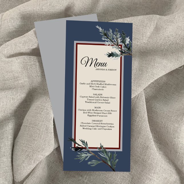 Menu Mariage Hiver Bleu Pin (Créateur téléchargé)