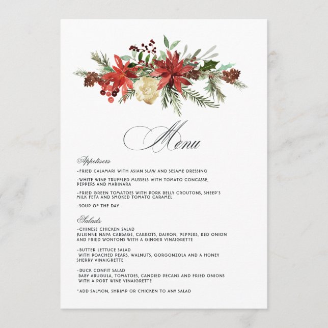Menu Mariage hivernal de rêve en forêt de feuillus pers (Devant)