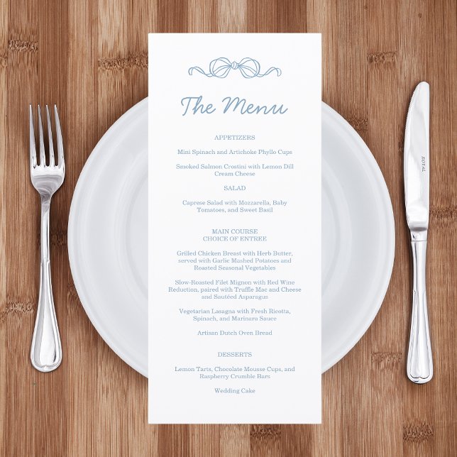 Menu Mariage Illustré Bleu Dessiné à la Main de Fantais (Créateur téléchargé)