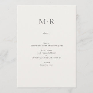Menu Mariage Intime Minimaliste Moderne