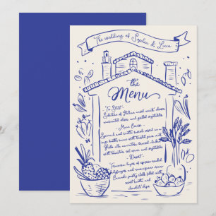 Menu Mariage Italien Rustique Cream Bleu