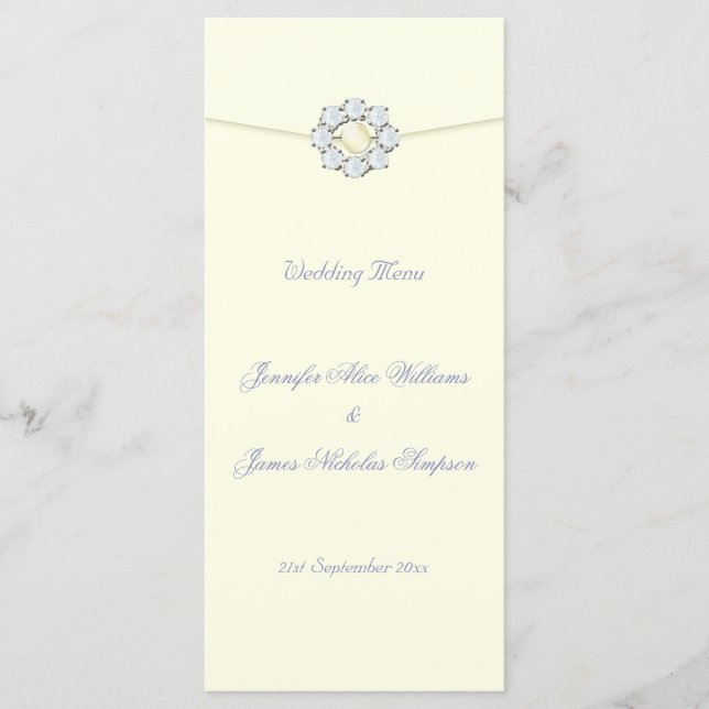 Menu mariage ivoire avec diamants et perles (Devant)