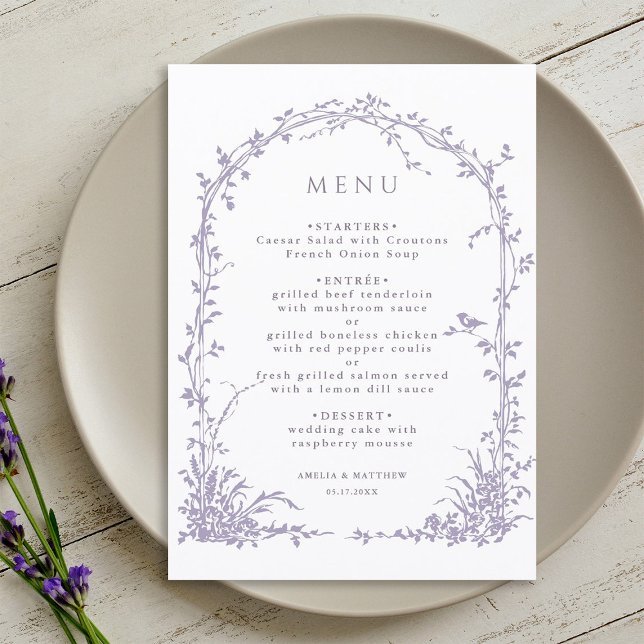 Menu Mariage Jardin Botanique Romantique sous une Arche (Créateur téléchargé)