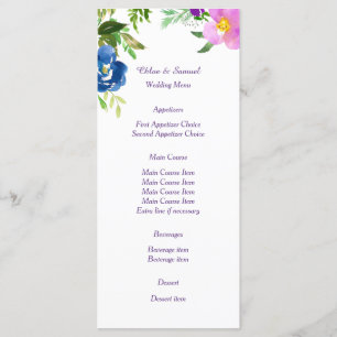 Menu Mariage Jardin Violet Bleu
