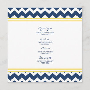 Menu mariage Jaune Bleu Chevron