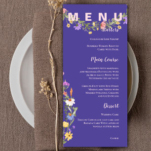 Menu Mariage Jaune violet Joli Fleur sauvage