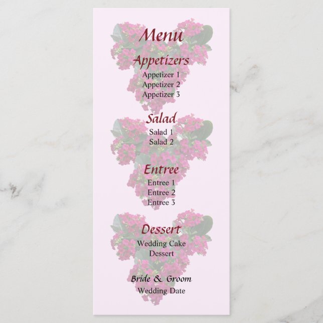 Menu Mariage Kalanchoe Heart (Devant)