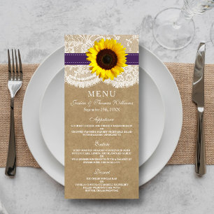 Menu Mariage Kraft, dentelle et tournesol