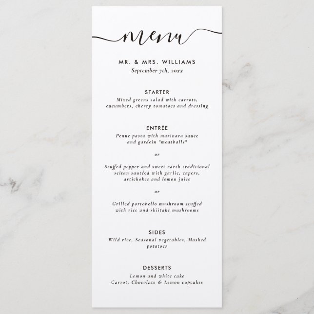 Menu Mariage Kraft moderne (Devant)