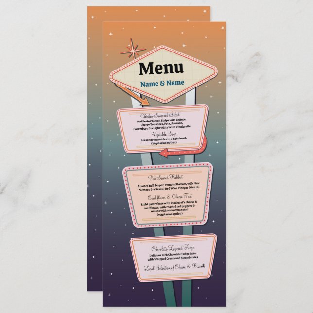 Menu Mariage Las Vegas Casino Réception (Devant / Derrière)