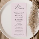 Menu Mariage Lavande Élégance Moderne<br><div class="desc">Menu de mariage simple et élégant avec "Menu" affiché dans un script noir moderne avec un arrière - plan lavande violet ou couleur de votre choix. Personnalisez le menu mariage lavande en ajoutant vos noms, votre date de mariage et vos informations de menu. Conçu pour coordonner avec notre collection de...</div>