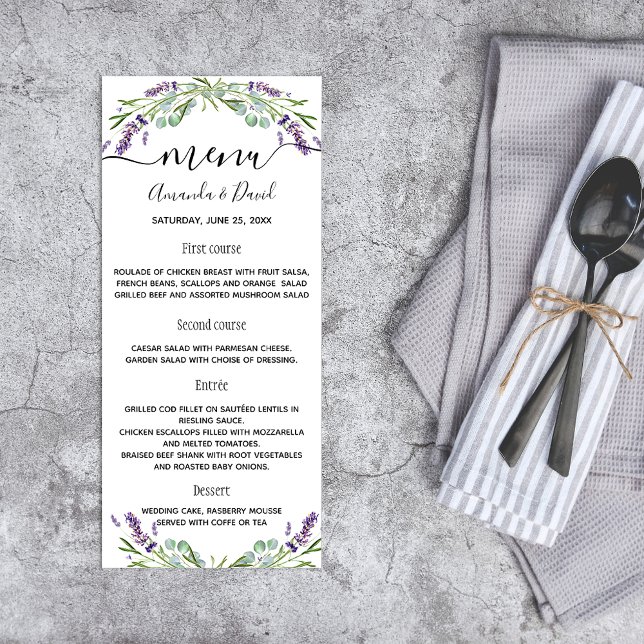 Menu mariage lavande eucalyptus verdure (Créateur téléchargé)