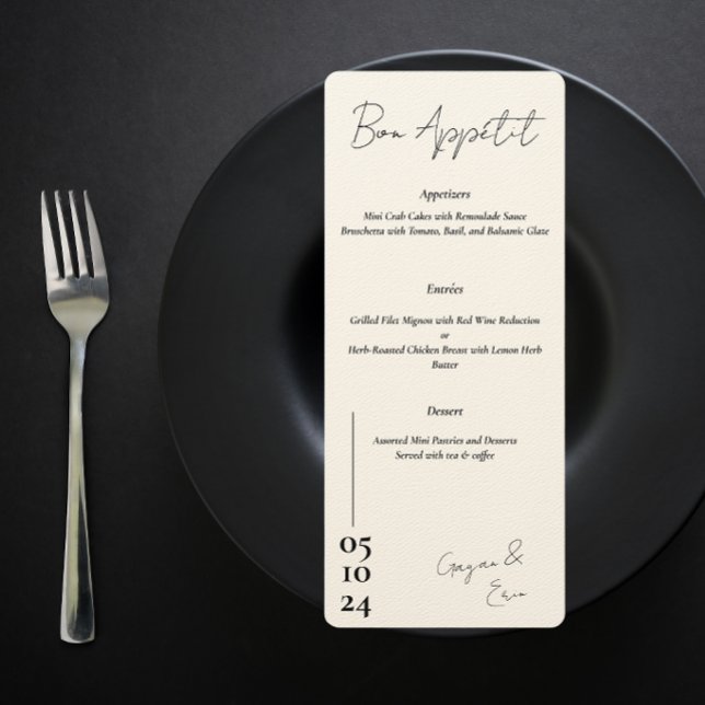 Menu Mariage Lettre d'amour noir et blanc (Créateur téléchargé)