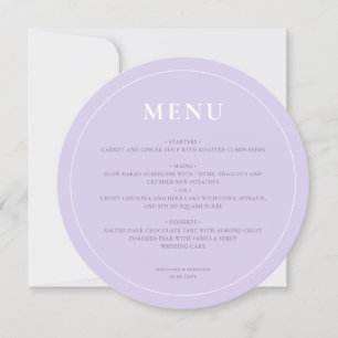 Menu Mariage Lilac Lavender Simple Round Modern