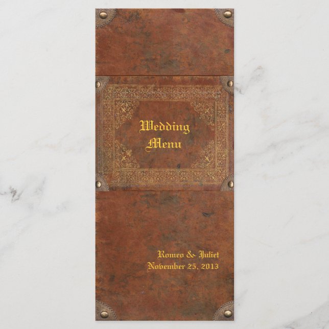 Menu Mariage livre antique (Devant)