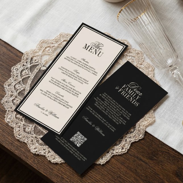 Menu Mariage Luxe Noir Crème Classique (Créateur téléchargé)