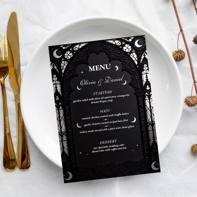 Menu Mariage Luxueux Céleste Cathédrale Dentelle Gothiq (Créateur téléchargé)