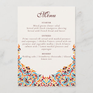 Menu Mariage Luxueux Fantaisiste Style Bordure Florale