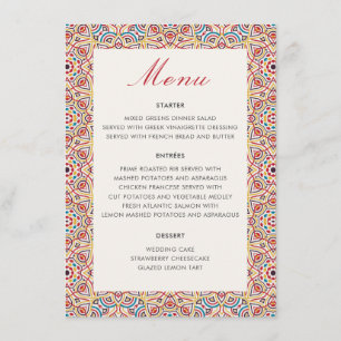 Menu Mariage Luxueux Métallisé Pailleté Géométrique