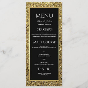 Menu Mariage Luxueux Or et Noir