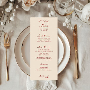 Menu Mariage manuscrit Maroon