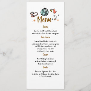 Menu Mariage manuscrit Whimsical Funky Decor