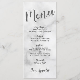 Menu Mariage Marbre blanc élégant