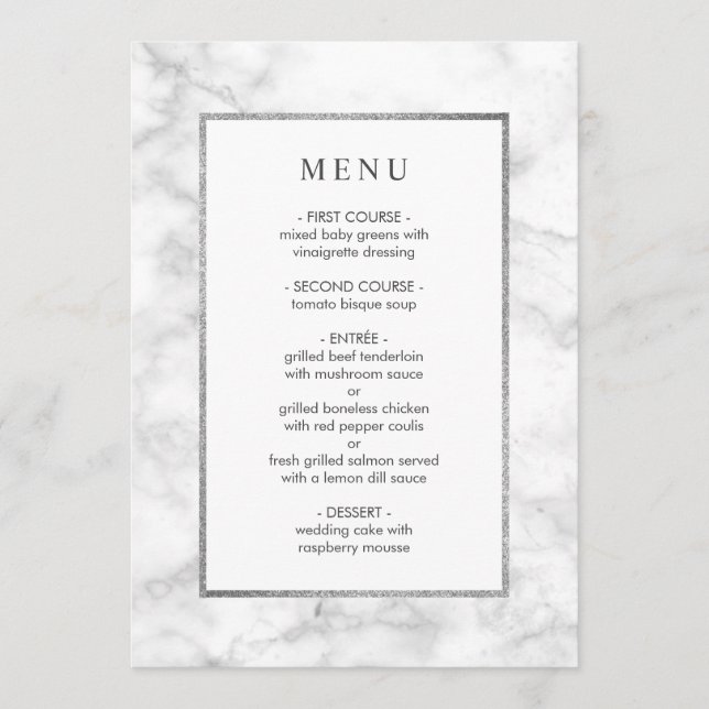 Menu Mariage Marbre blanc moderne (Devant)