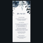 Menu Mariage Marine Bleu Flore Vert Argent<br><div class="desc">Navy Blue Watercolor Floral & Greenery Menu Mariage : Ce beau menu mariage présente une aquarelle marine bleu marine unique design floral et verdoyant. Le dos tient vos initiales dans une couronne florale bleu marine. Vous pouvez ajouter du texte au verso en cliquant sur "customiser plus loin".</div>