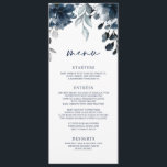 Menu Mariage Marine Bleu Flore Vert Argent<br><div class="desc">Navy Blue Watercolor Floral & Greenery Menu Mariage : Ce beau menu mariage présente une aquarelle marine bleu marine unique design floral et verdoyant. Le dos tient vos initiales dans une couronne florale bleu marine. Vous pouvez ajouter du texte au verso en cliquant sur "customiser plus loin".</div>